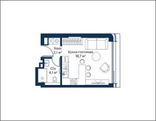 Планировка квартиры студии в ЖК "City Bay"