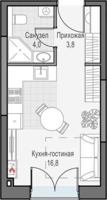 Планировка квартиры студии в ЖК "Дом Достижение"