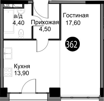 Планировка квартиры студии в ЖК "AFI Park Воронцовский"