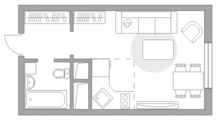 Планировка квартиры студии в ЖК "Ильинойс"