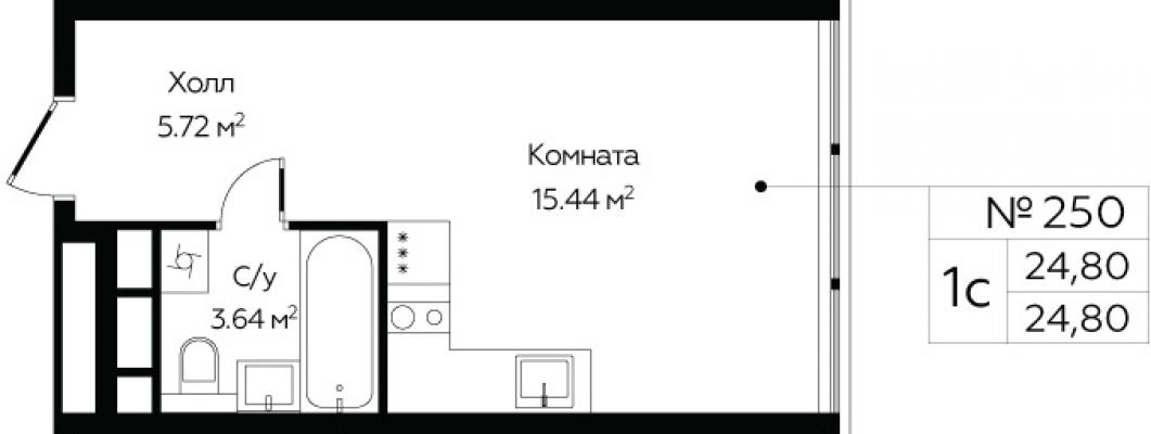 Планировка квартиры студии в ЖК "Сити комплекс «MirrorЗдание»"