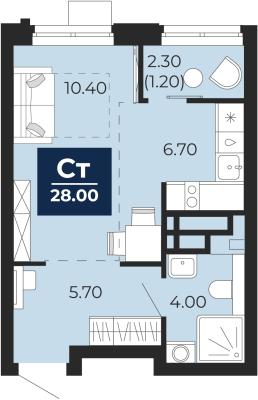 Планировка квартиры студии в ЖК "Айвазовский City"
