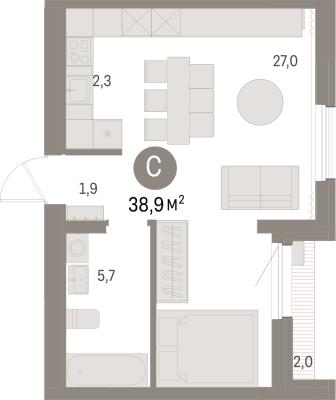 Планировка квартиры студии в Квартал "Депо"