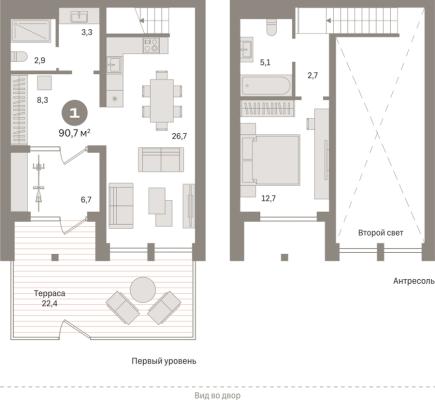 Планировка однокомнатной квартиры в ЖК "Европейский квартал"
