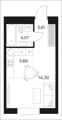 Планировка квартиры студии в ЖК "FØRST"