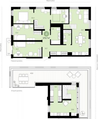 Планировка четырехкомнатной квартиры в ЖК "Резиденция"