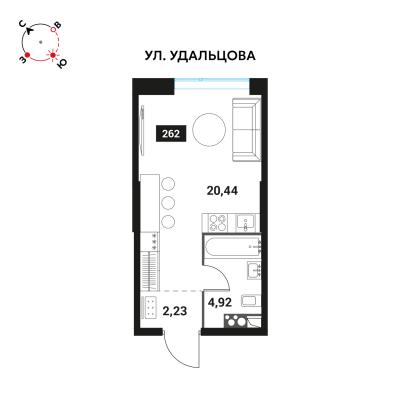 Планировка однокомнатной квартиры в ЖК "Инноватор"