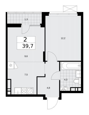 Планировка двухкомнатной квартиры в ЖК "Деснаречье"