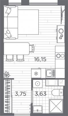 Планировка квартиры студии в ЖК "PLUS Пулковский"