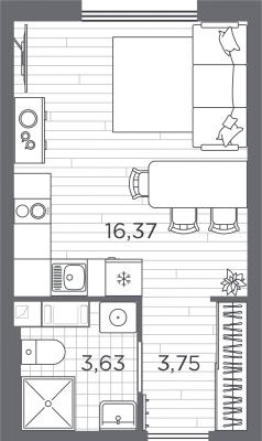 Планировка квартиры студии в ЖК "PLUS Пулковский"