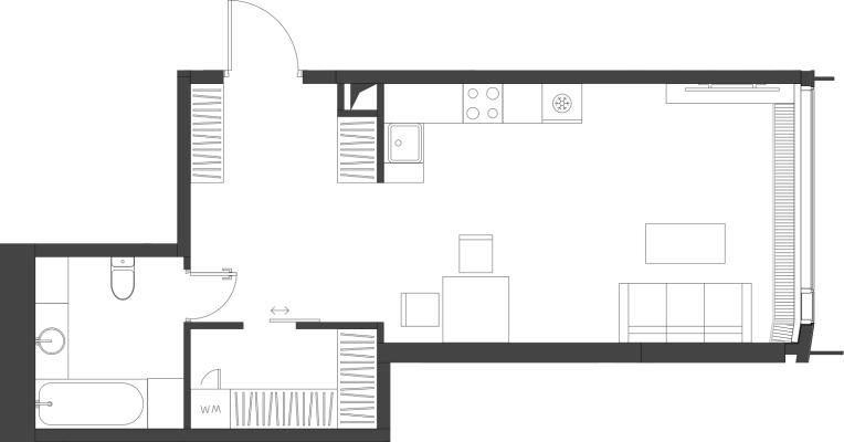 Планировка квартиры студии в ЖК "Дом Дау"