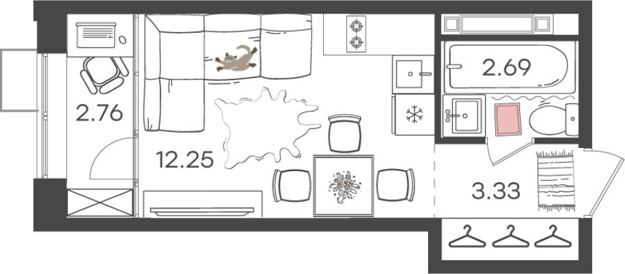 Планировка квартиры студии в ЖК "Новая Жизнь - Ройка"