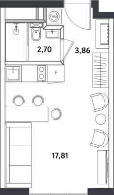 Планировка однокомнатной квартиры в ЖК "Измайловский парк"