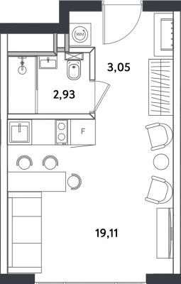 Планировка однокомнатной квартиры в ЖК "Измайловский парк"