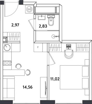 Планировка двухкомнатной квартиры в ЖК "Измайловский парк"