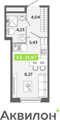 Планировка квартиры студии в ЖК "Аквилон ЯНИНО"