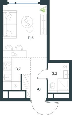 Планировка квартиры студии в ЖК "Level Нижегородская"