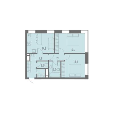 Планировка двухкомнатной квартиры в ЖК "Кварталы 21/19"