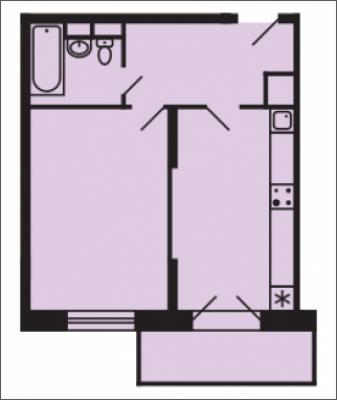 Планировка однокомнатной квартиры в ЖК "Котельнические высотки"