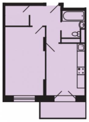 Планировка однокомнатной квартиры в ЖК "Котельнические высотки"