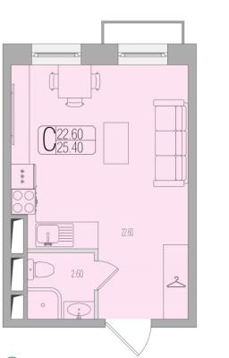 Планировка квартиры студии в ЖК "Легендарный Квартал на Березовой  аллее"