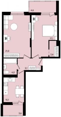 Планировка двухкомнатной квартиры в ЖК "Лукино-Варино"