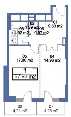 Планировка однокомнатной квартиры в ЖК "Маяк"