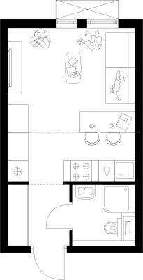 Планировка квартиры студии в ЖК "Саларьево Парк"