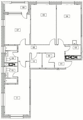 Планировка трехкомнатной квартиры в ЖК "Серебряный фонтан"