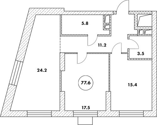 Планировка трехкомнатной квартиры в ЖК "Флотилия"