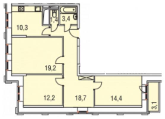 Планировка трехкомнатной квартиры в Микрорайон "Центральный"