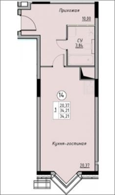 Планировка квартиры студии в ЖК "Новое Лыткарино"