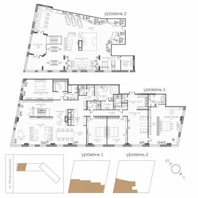 Планировка шестикомнатной квартиры в ЖК "Дом на Мосфильмовской"