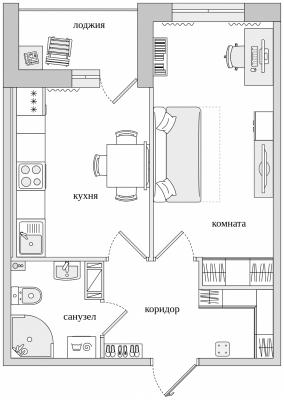 Планировка однокомнатной квартиры в ЖК "Черная Речка"