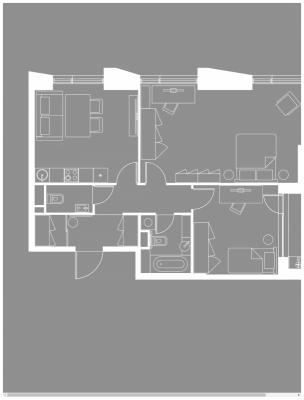 Планировка двухкомнатной квартиры в ЖК "Жилой район ALIA"