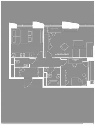 Планировка двухкомнатной квартиры в ЖК "Жилой район ALIA"