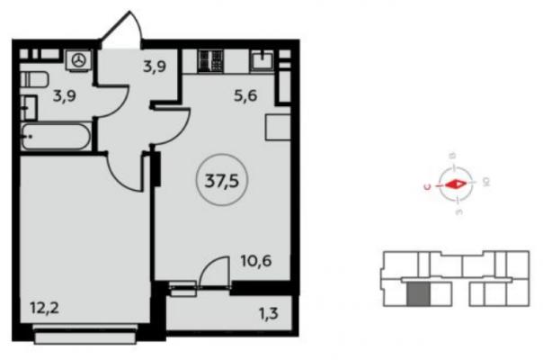 Планировка двухкомнатной квартиры в ЖК "Белые ночи"