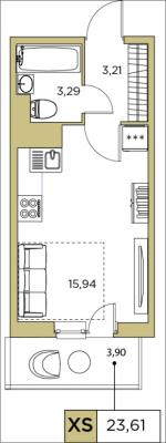 Планировка квартиры студии в ЖК "Аквилон SKY"