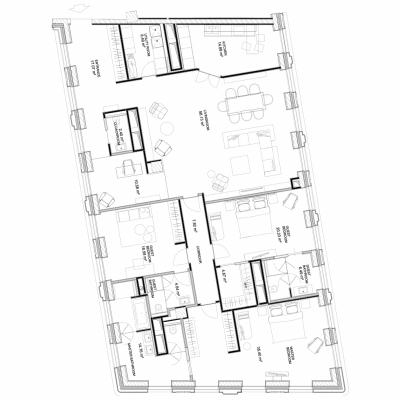 Планировка трехкомнатной квартиры в ЖК "ВТБ Арена Парк"