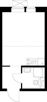 Планировка квартиры студии в ЖК "Бутово Парк 2"