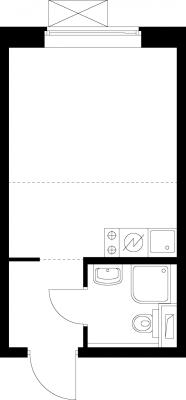 Планировка квартиры студии в ЖК "Бутово Парк 2"